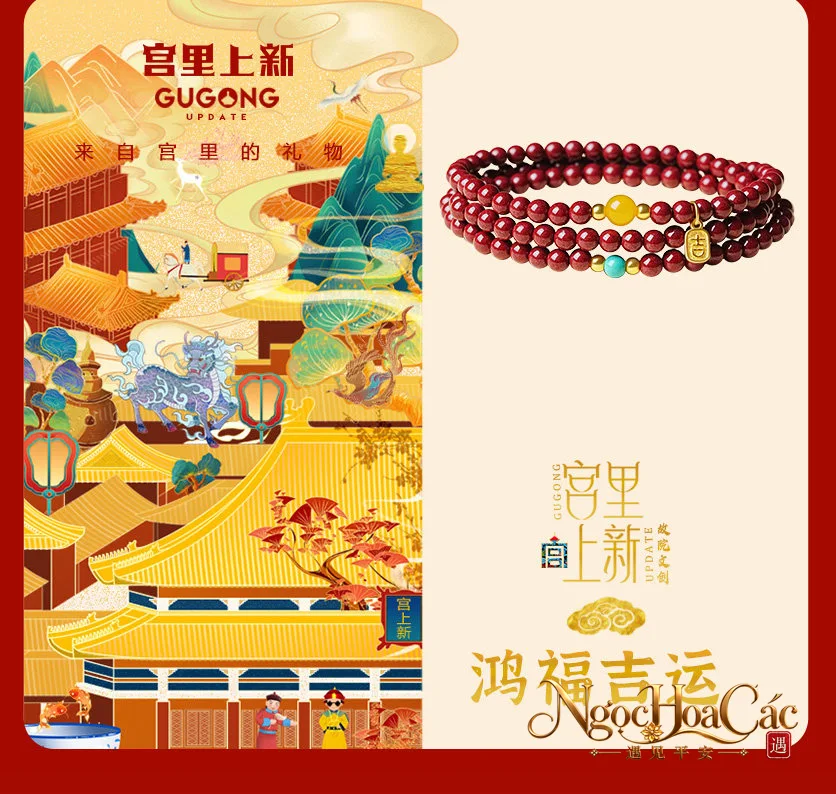 Vòng tay chu sa Hồng Phúc Cát Vận Cung Lý