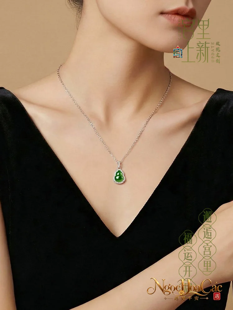 Mặt dây phỉ thúy hồ lô Phúc Lộc Trường Cửu Cung Lý