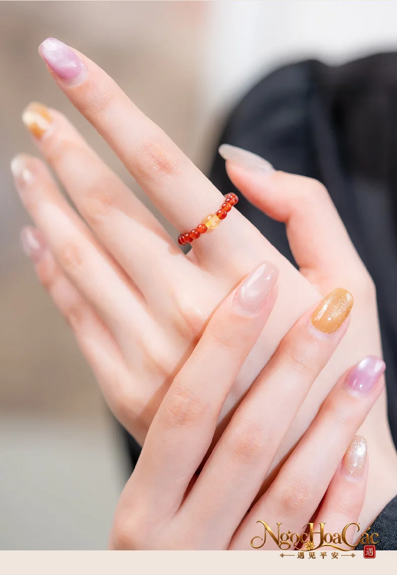 Nhẫn hạt đá thiên nhiên 3mm Đông Hải