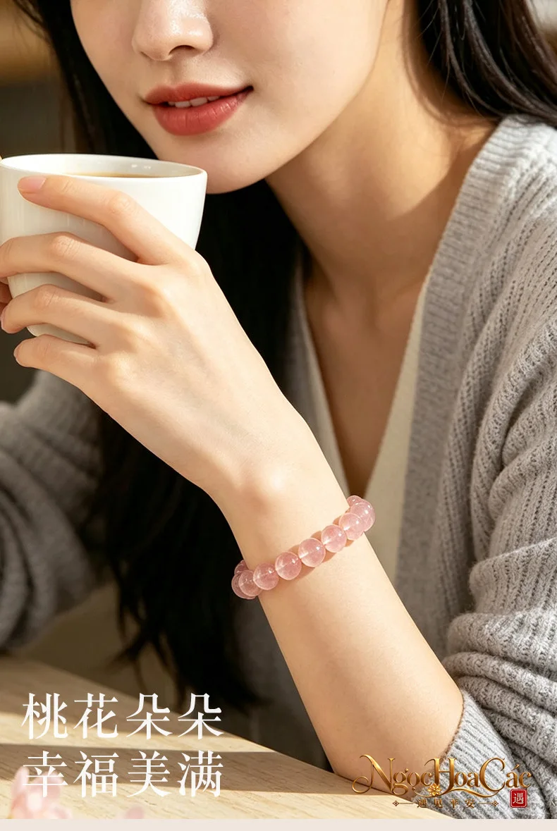 Vòng tay thạch anh hồng ánh sao Đông Hải