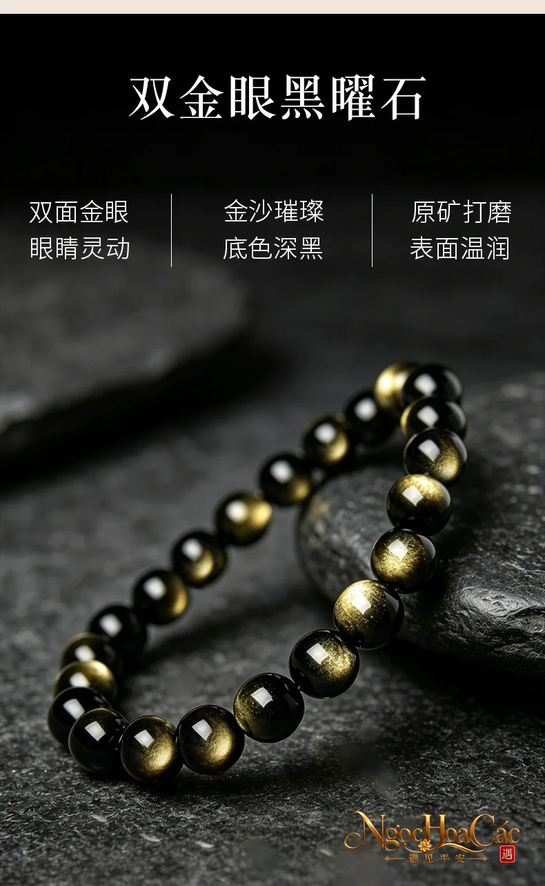 Vòng tay obsidian mắt kim Đông Hải