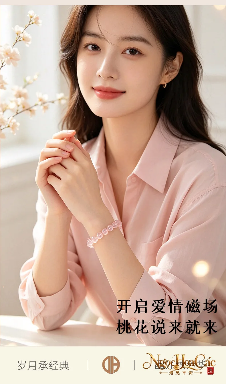 Vòng tay thạch anh hồng ánh sao Đông Hải