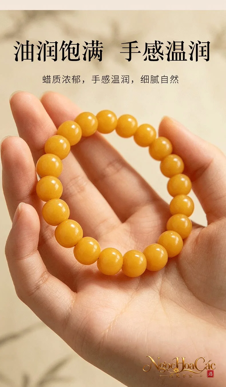 Vòng tay mật lạp vàng mỡ gà Đông Hải