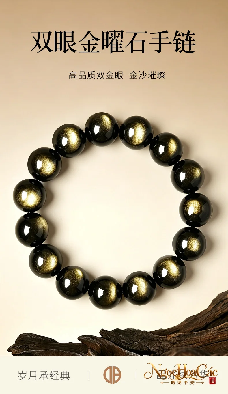 Vòng tay obsidian mắt kim Đông Hải