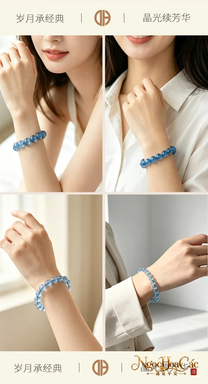 Vòng tay đá Aquamarine Đông Hải