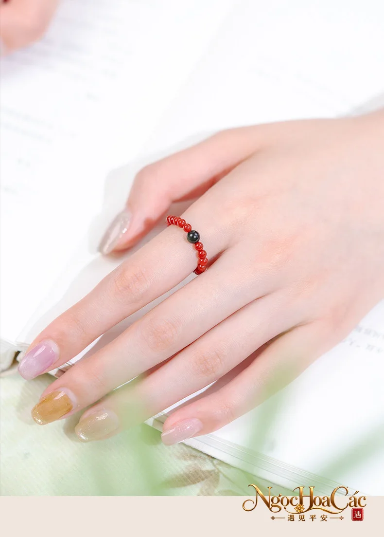Nhẫn hạt đá thiên nhiên 3mm Đông Hải