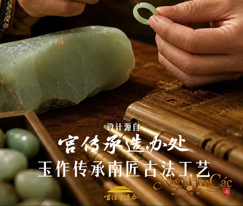 Nhẫn ngọc Hòa Điền nguyên khối Cung Lý