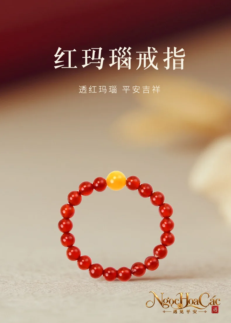 Nhẫn hạt đá thiên nhiên 3mm Đông Hải