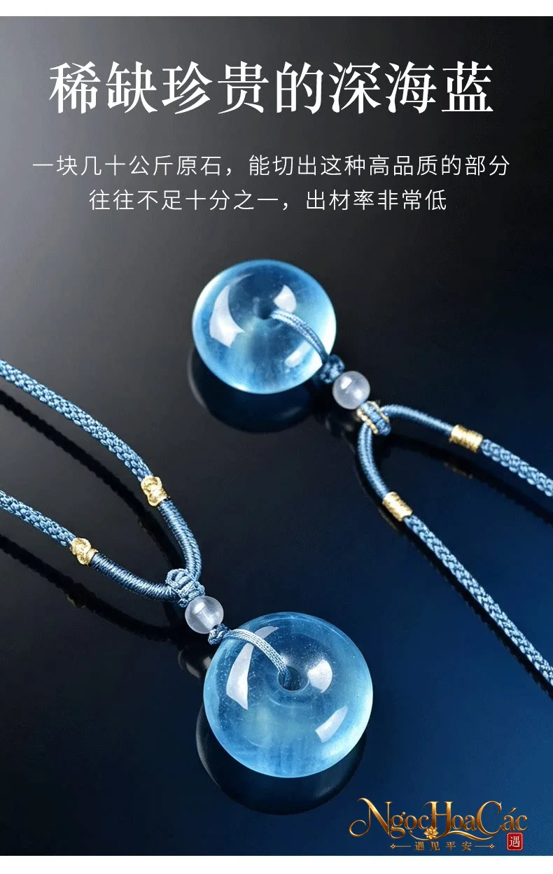 Mặt dây Aquamarine khấu bình an Đông Hải