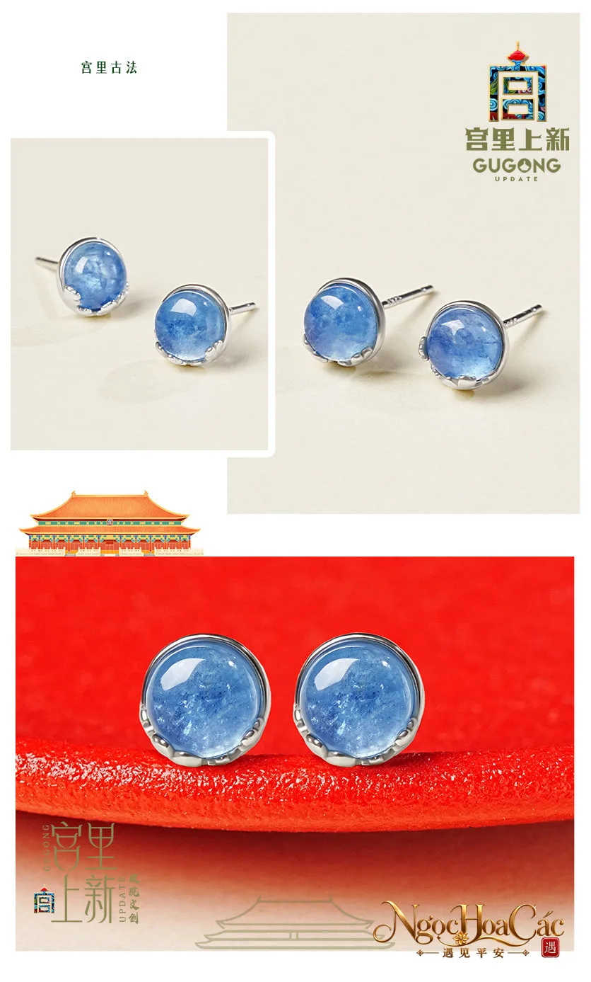 Bông tai aquamarine nhiều mẫu Cung Lý