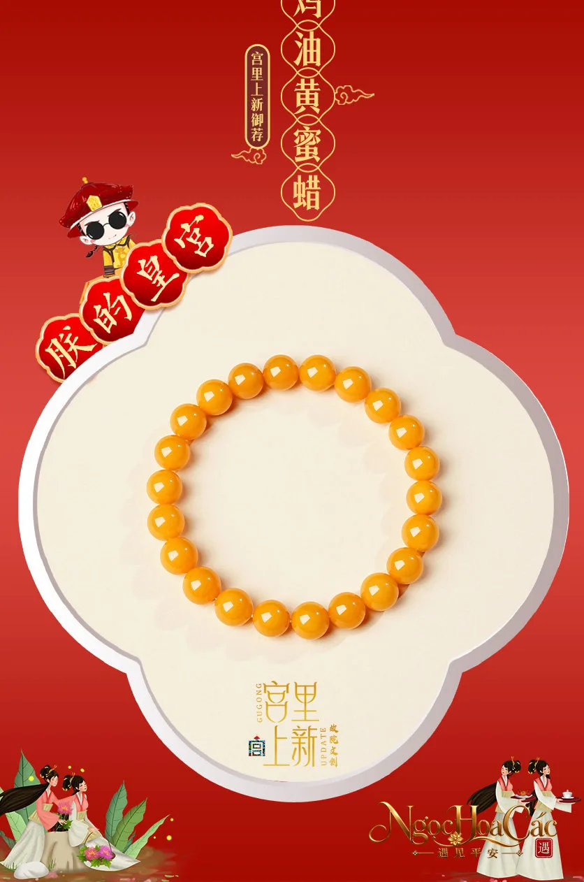 Vòng tay mật lạp vàng mỡ gà Cung Lý