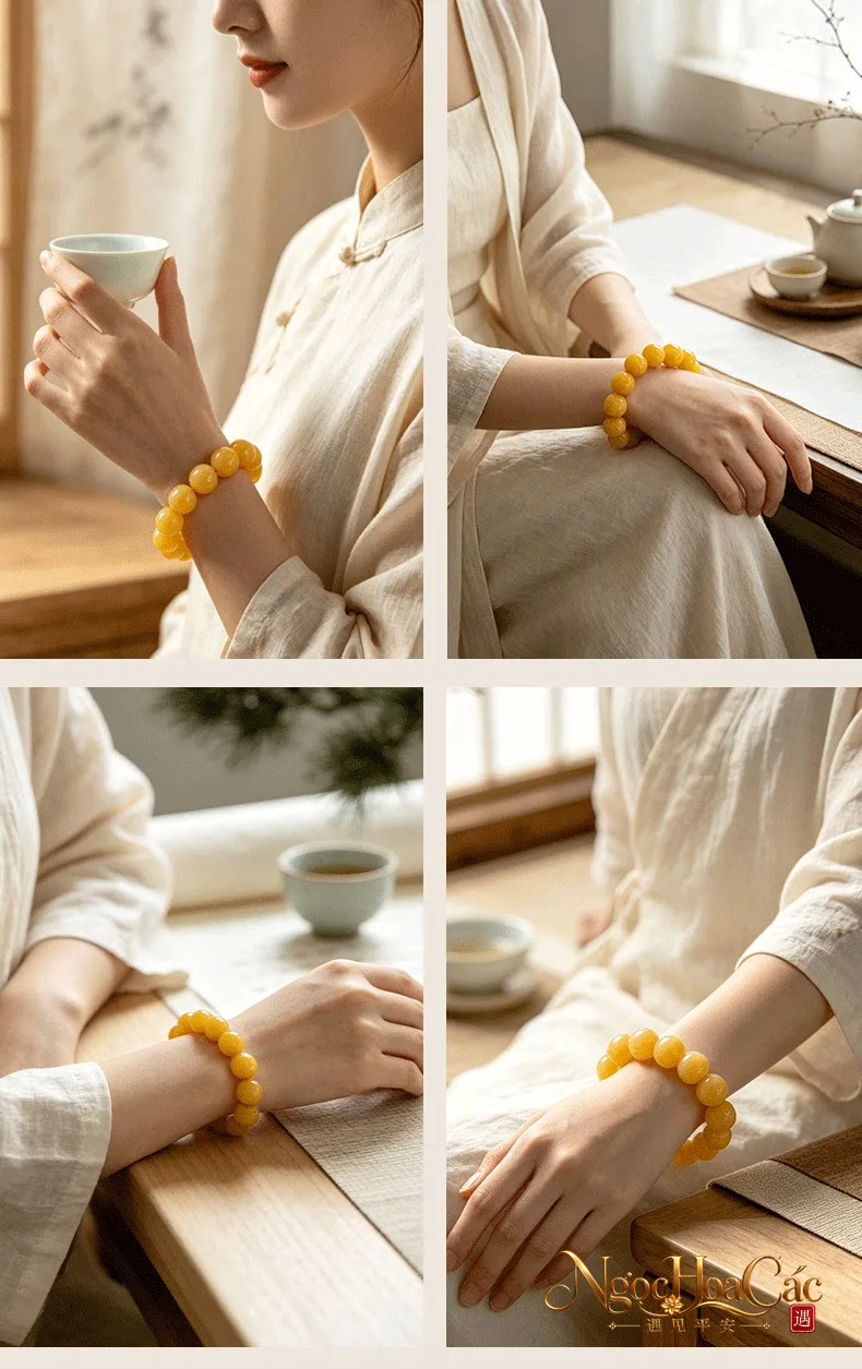 Vòng tay mật lạp vàng mỡ gà Đông Hải