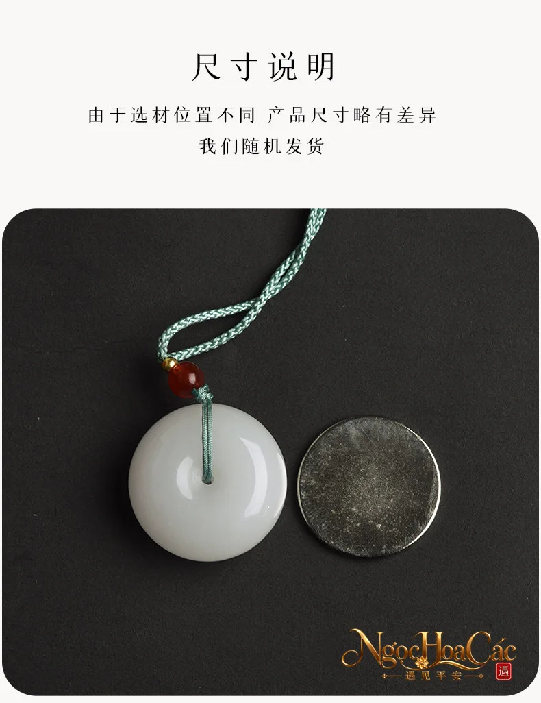 Mặt dây khấu bình an ngọc kim ti Đông Hải