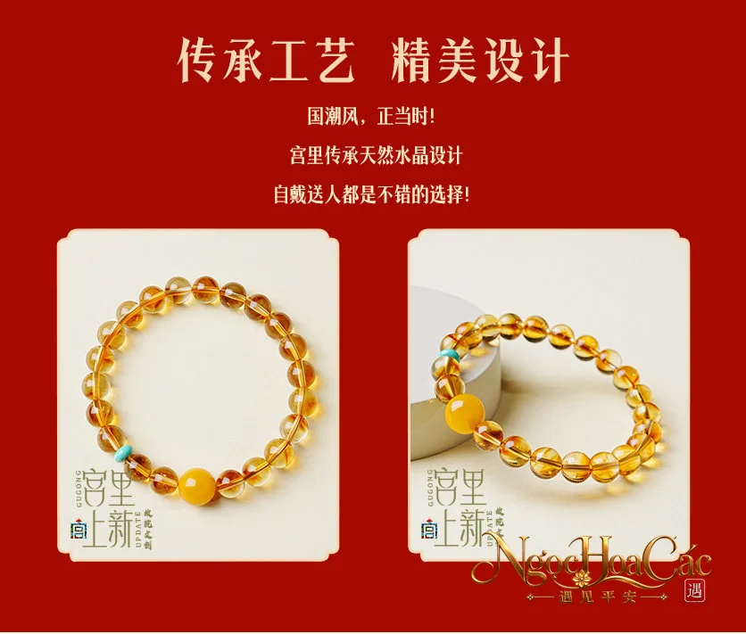 Vòng tay thạch anh vàng Băng Linh Tụ Bảo Cung Lý
