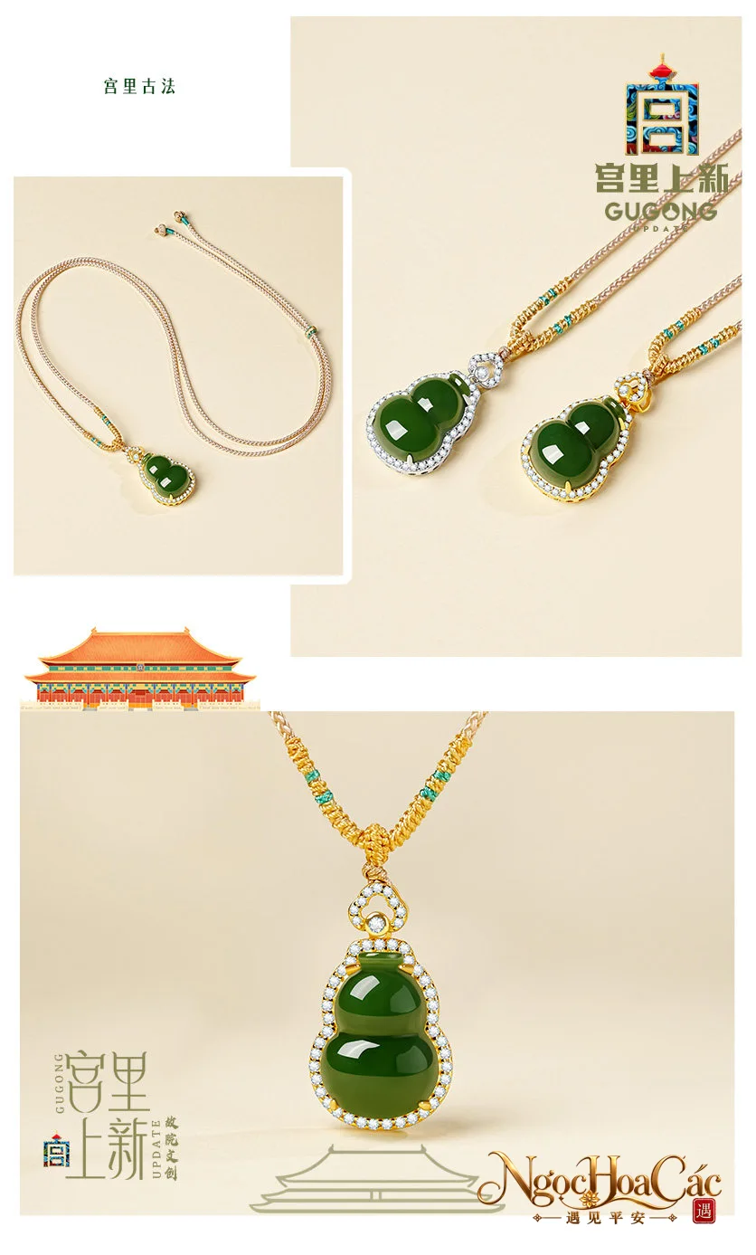 Mặt dây bích ngọc hồ lô Thiên Ti Thừa Lộ Cung Lý