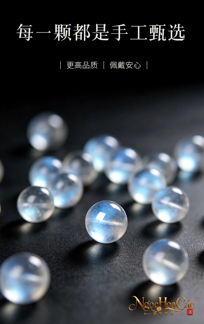 Vòng tay đá mặt trăng (Moonstone) tự nhiên Đông Hải
