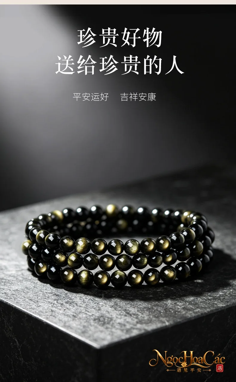 Vòng tay obsidian mắt kim Đông Hải