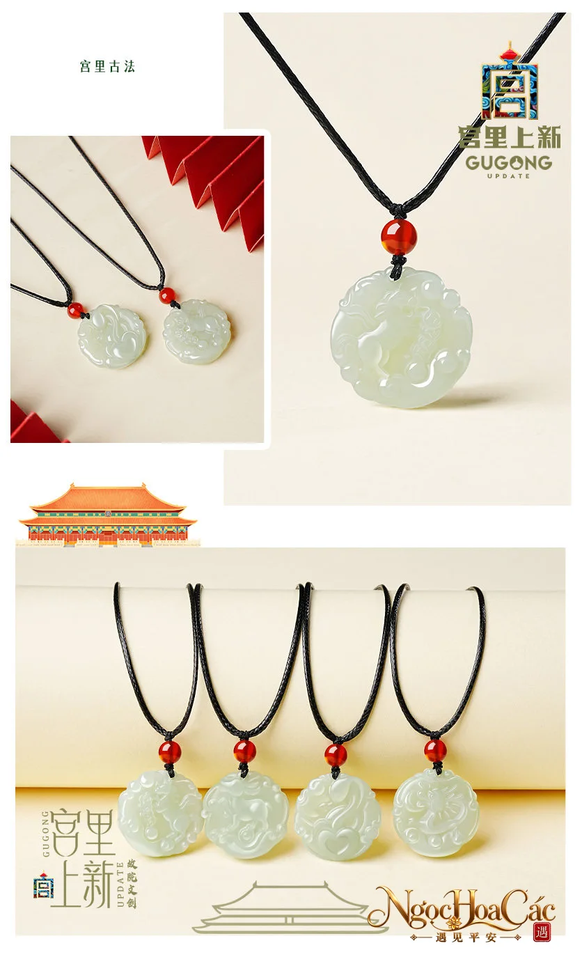 Mặt dây ngọc Hòa Điền 12 con giáp Cung Lý