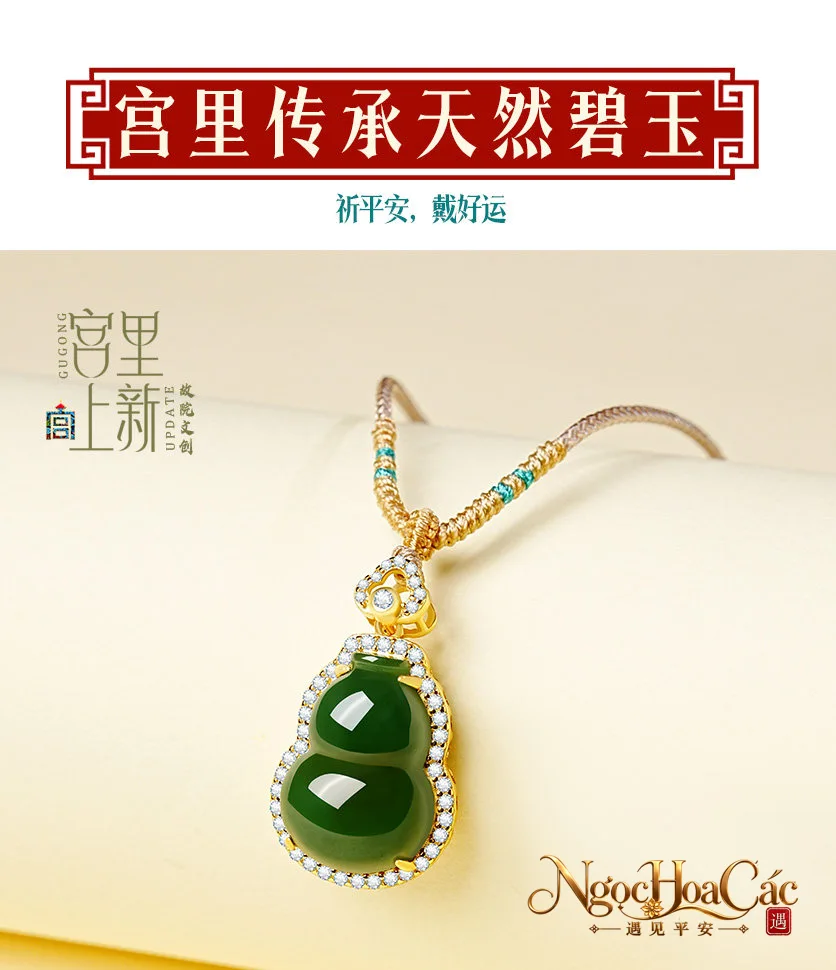 Mặt dây bích ngọc hồ lô Thiên Ti Thừa Lộ Cung Lý