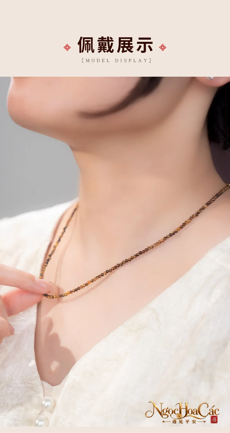 Dây chuyền mắt hổ hạt siêu mảnh 2mm Đông Hải