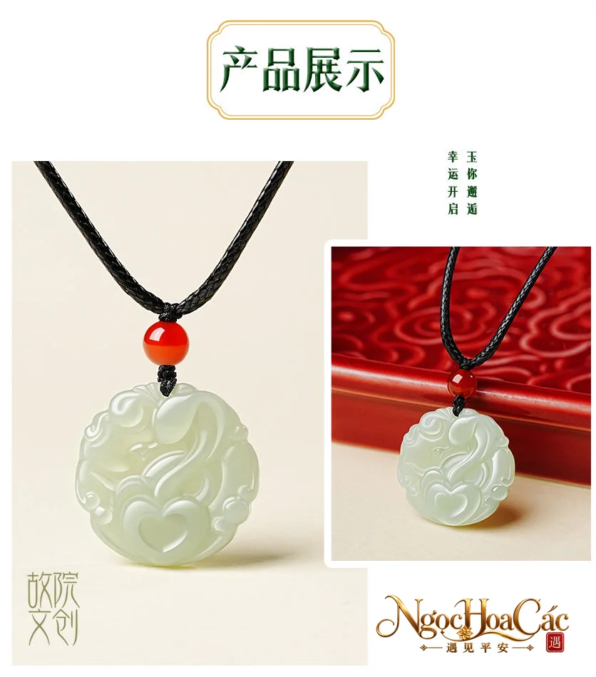 Mặt dây ngọc Hòa Điền 12 con giáp Cung Lý