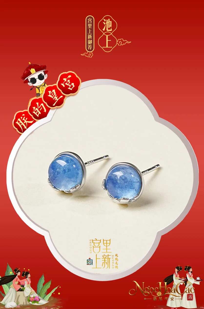 Bông tai aquamarine nhiều mẫu Cung Lý