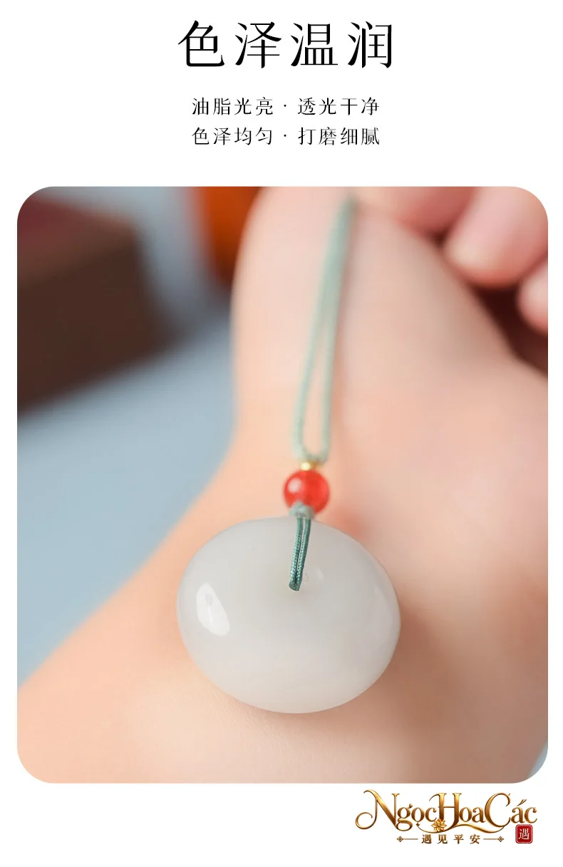 Mặt dây khấu bình an ngọc kim ti Đông Hải