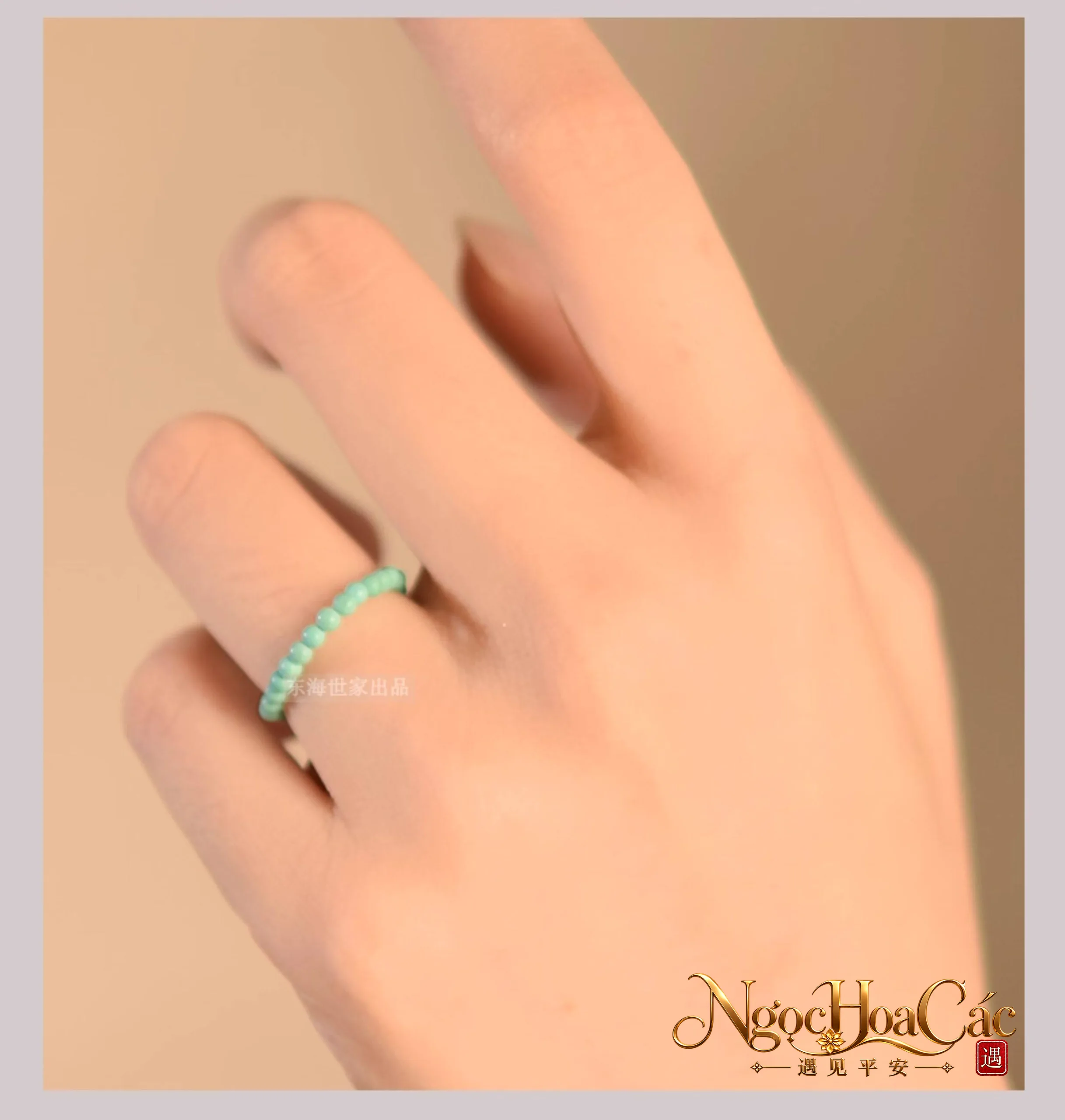 Nhẫn hạt ngọc lam nguyên khoáng Đông Hải