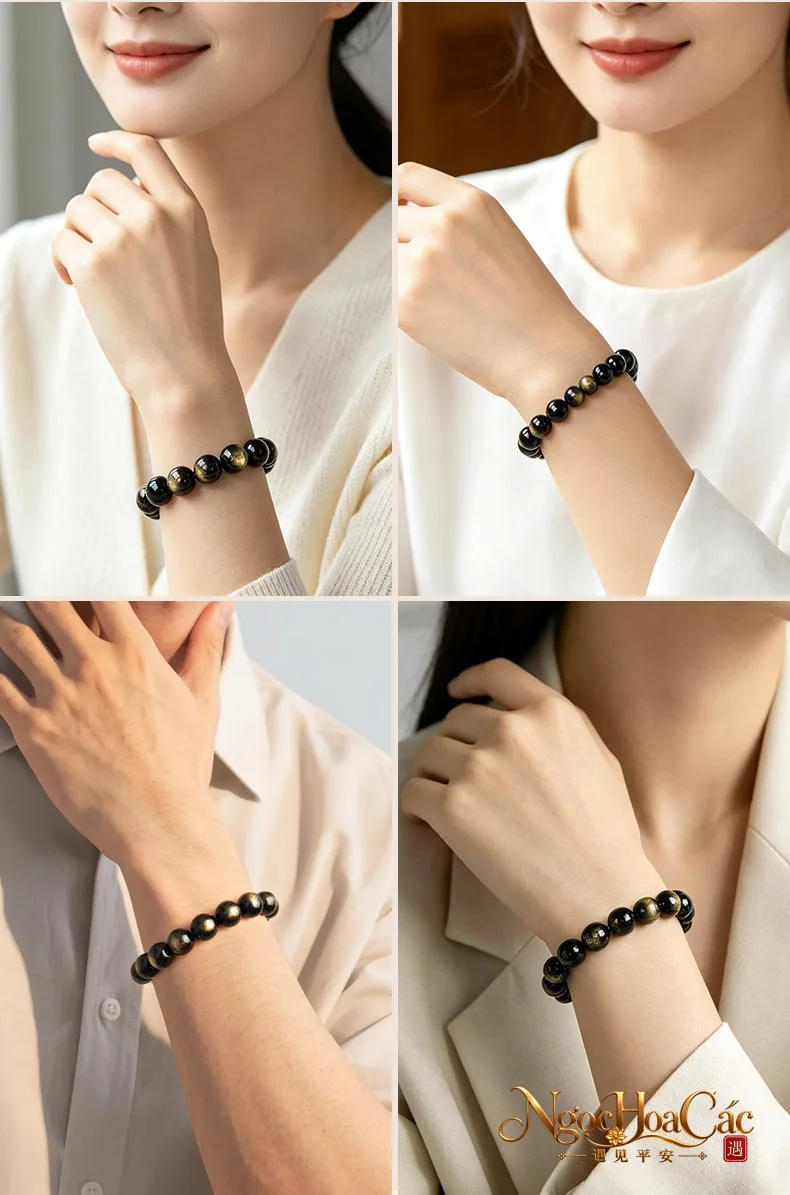 Vòng tay obsidian mắt kim Đông Hải