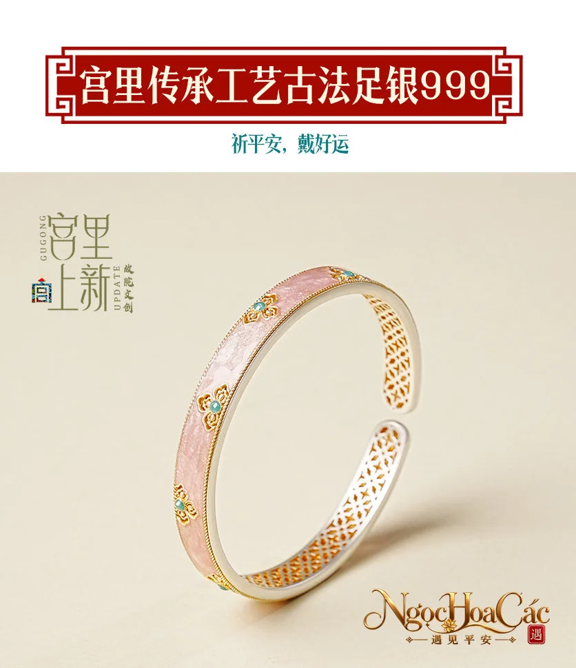 Vòng tay bạc 999 tráng men Anh Lang Dao Cung Lý