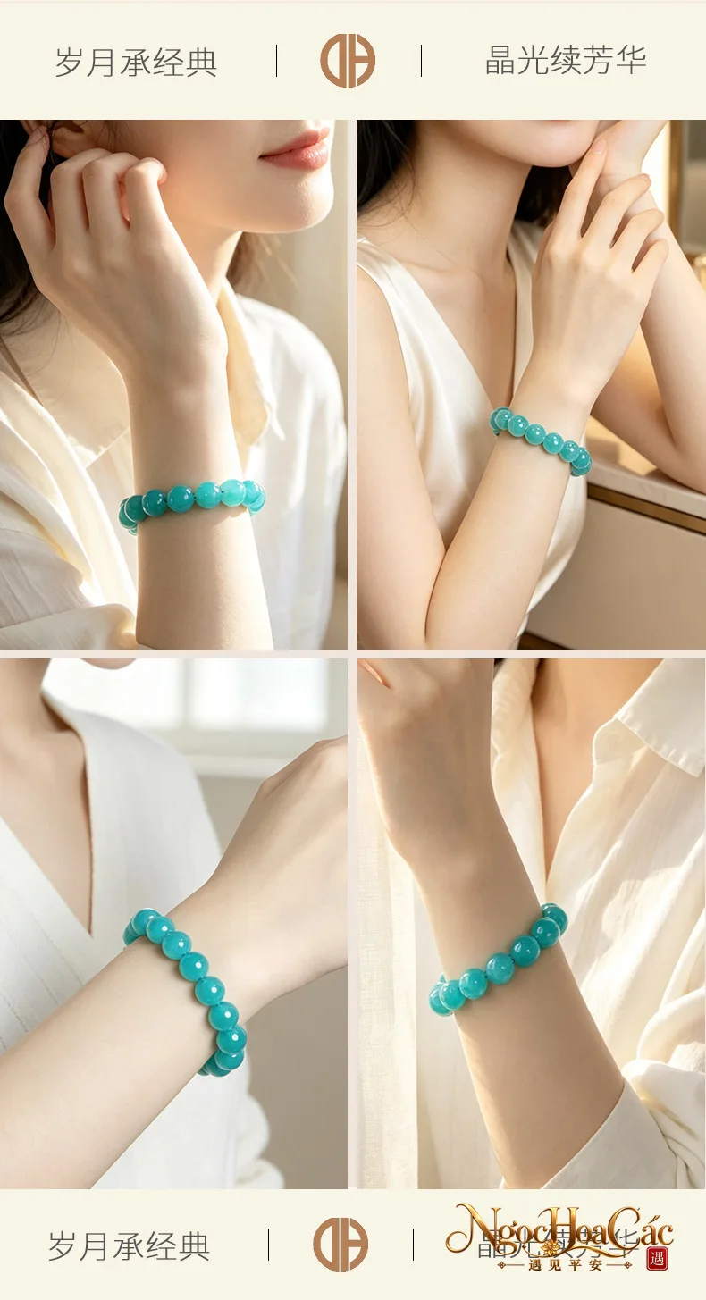 Vòng tay thiên hà thạch (Amazonite) Mozambique Đông Hải
