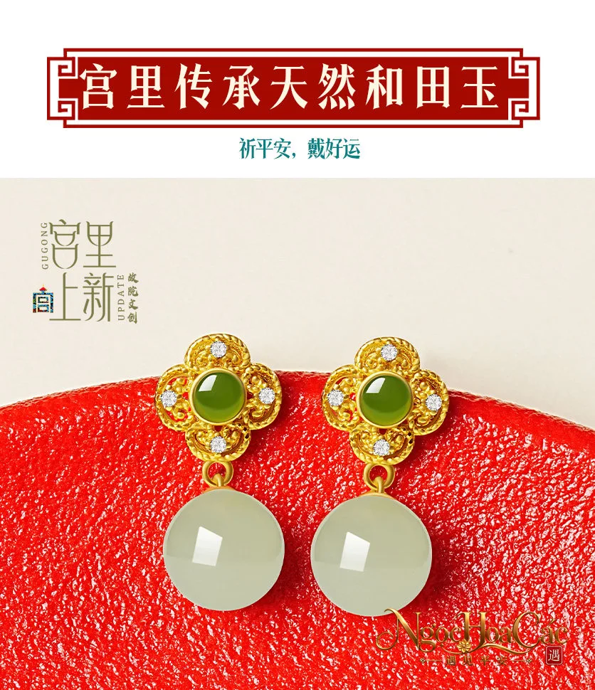 Bông tai ngọc Hòa Điền Thanh Y Cung Lý