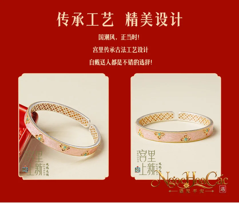Vòng tay bạc 999 tráng men Anh Lang Dao Cung Lý