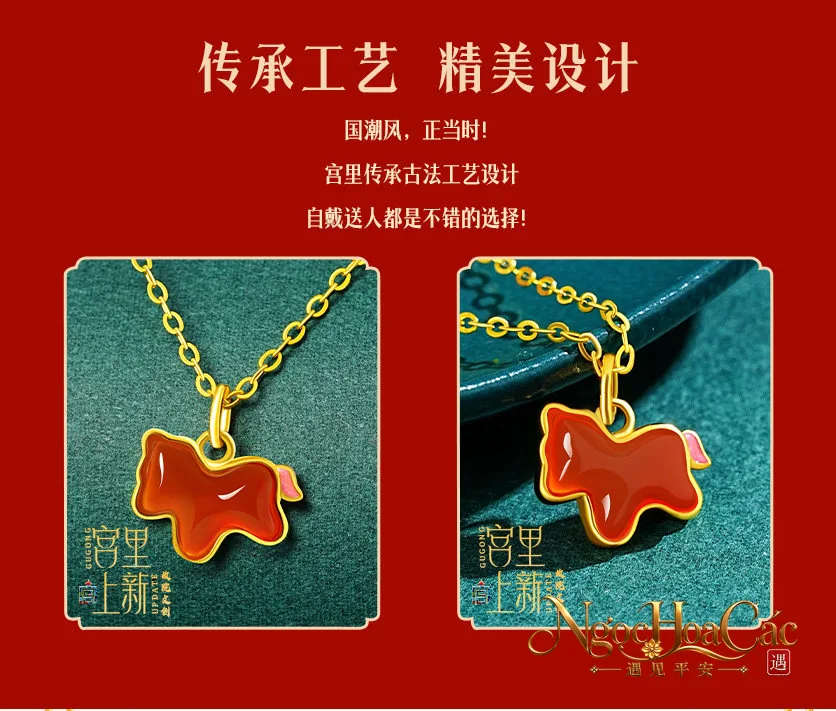 Mặt dây mã não đỏ ngựa nhỏ Hồng Vận Tiểu Phúc Mã Cung Lý