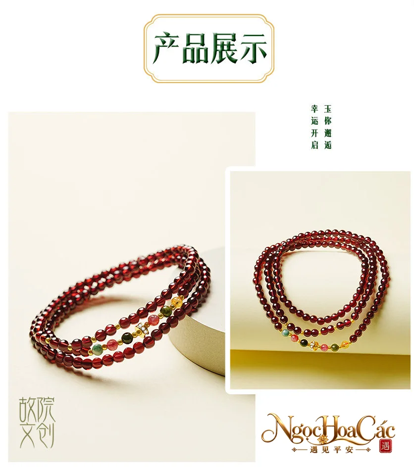 Vòng tay garnet quấn 3 vòng Tụ Phúc Cung Lý