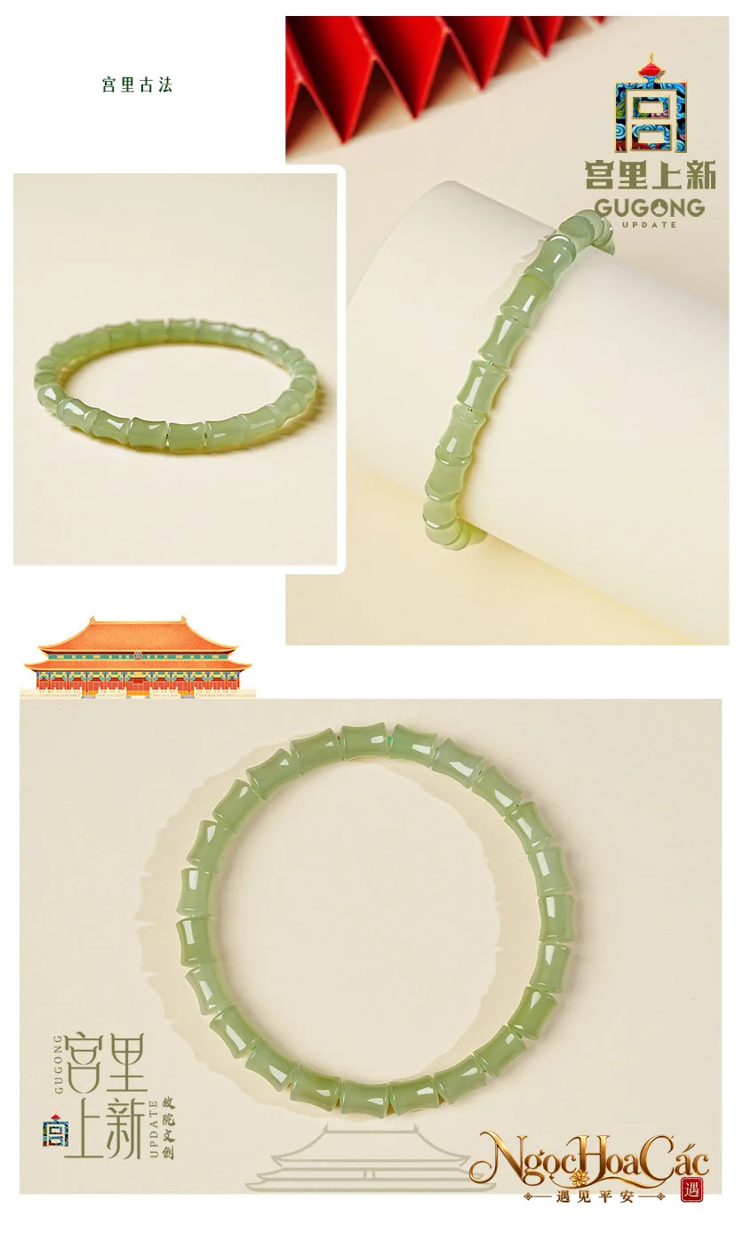 Vòng tay ngọc Hòa Điền trúc Bình An Phú Trúc Cung Lý