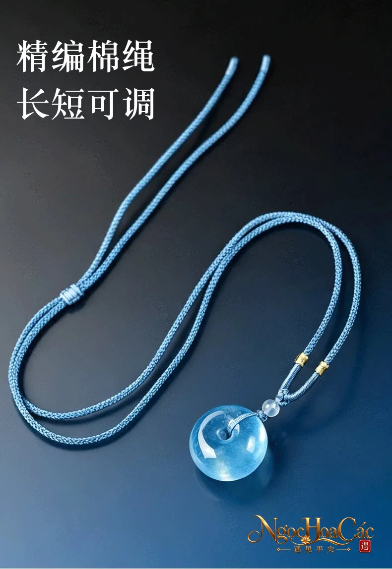 Mặt dây Aquamarine khấu bình an Đông Hải