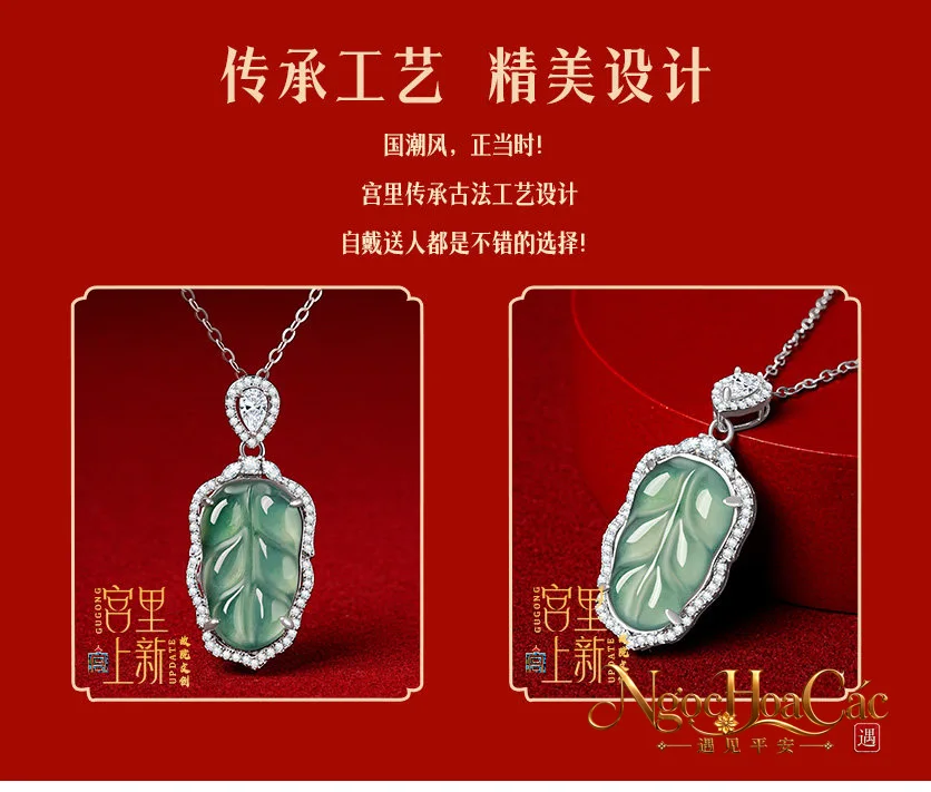 Mặt dây phỉ thúy Quỳnh Chi Ngọc Diệp Cung Lý