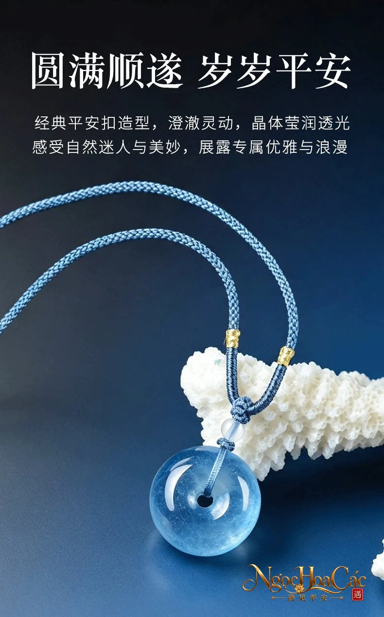 Mặt dây Aquamarine khấu bình an Đông Hải