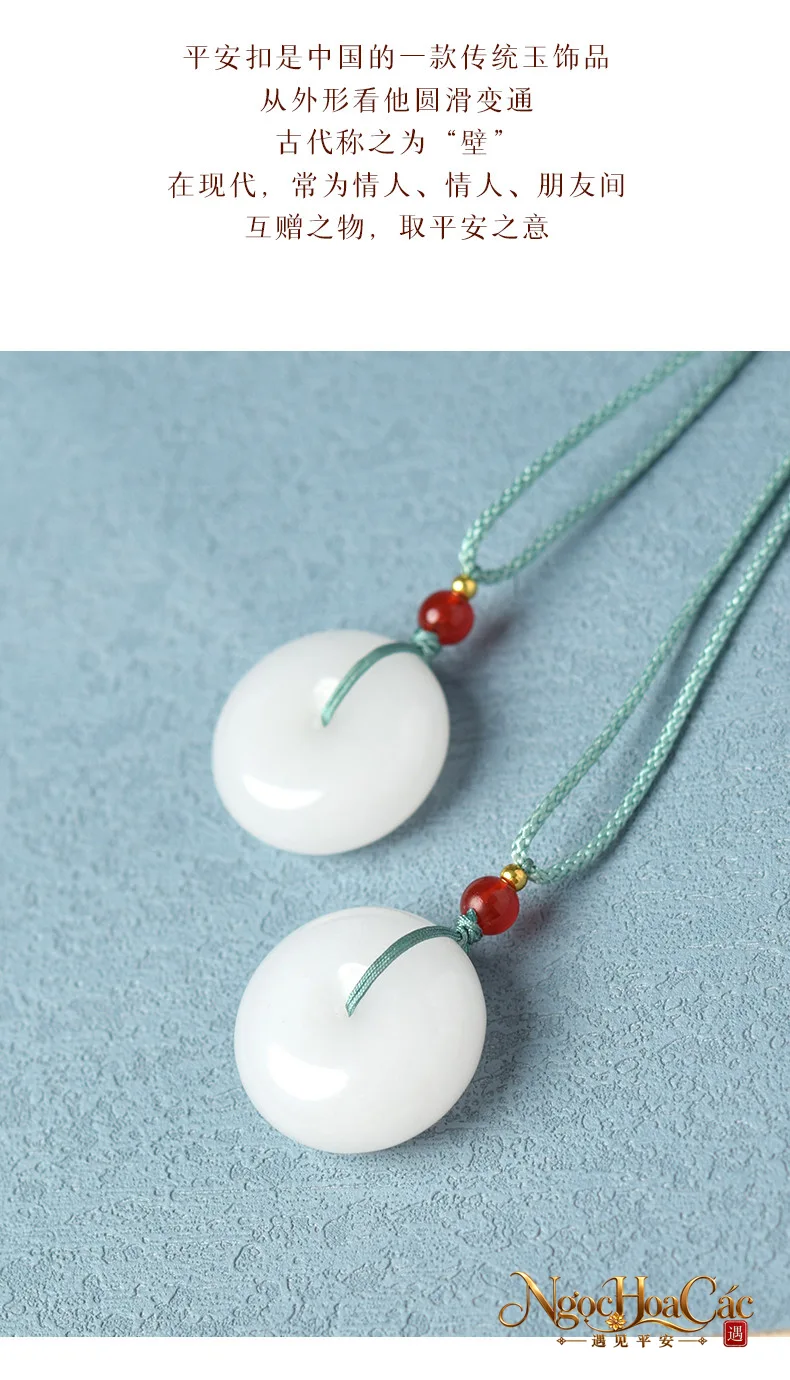 Mặt dây khấu bình an ngọc kim ti Đông Hải