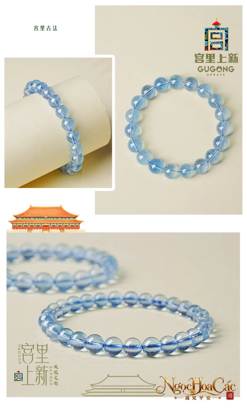 Vòng tay aquamarine Băng Tinh, Diệu Dạ Lam Tinh, Tịnh Tâm Cung Lý