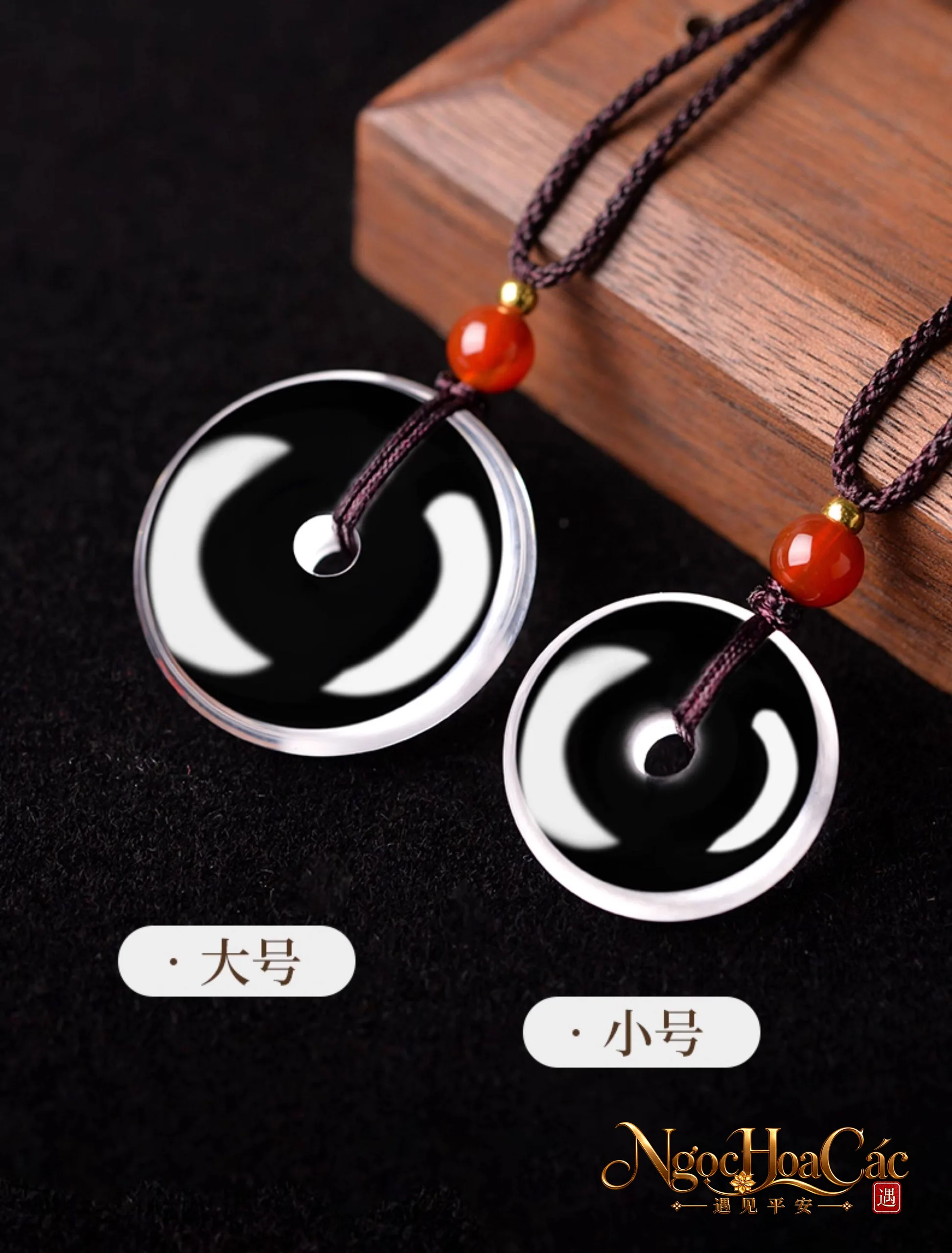 Mặt dây khấu bình an & dây chuyền thạch anh trắng Đông Hải