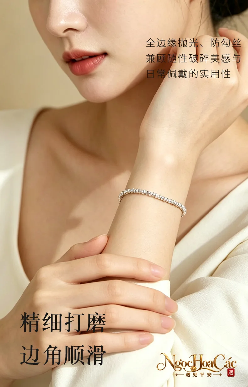 Vòng tay bạc 925 bạc vụn vuông Đông Hải