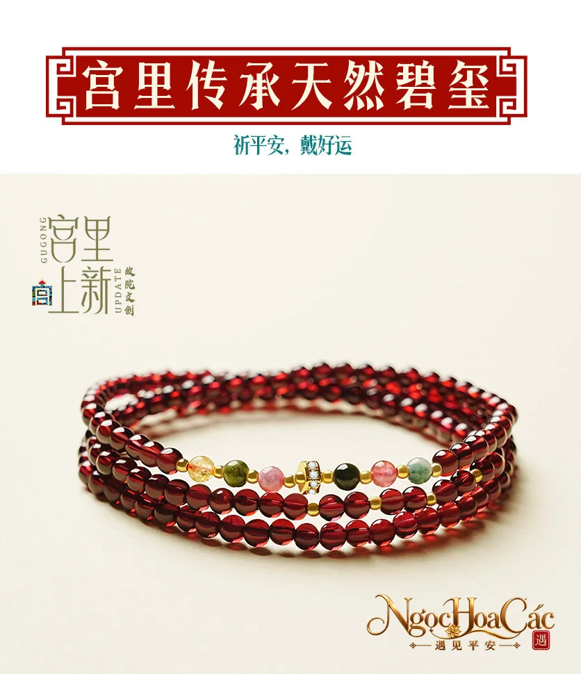 Vòng tay garnet quấn 3 vòng Tụ Phúc Cung Lý