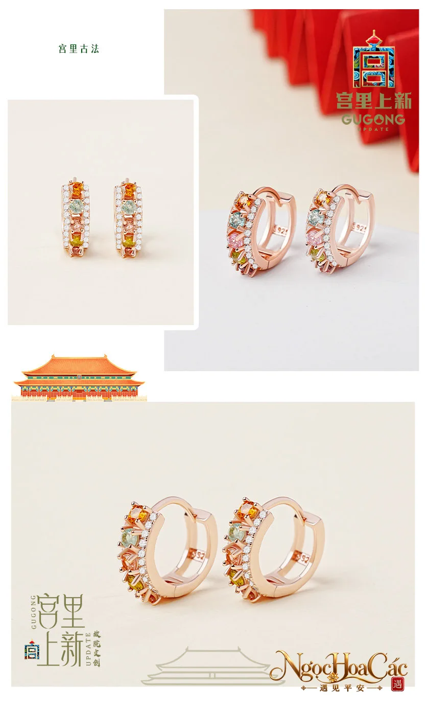 Bông tai tourmaline vòng tròn nhiều mẫu Cung Lý