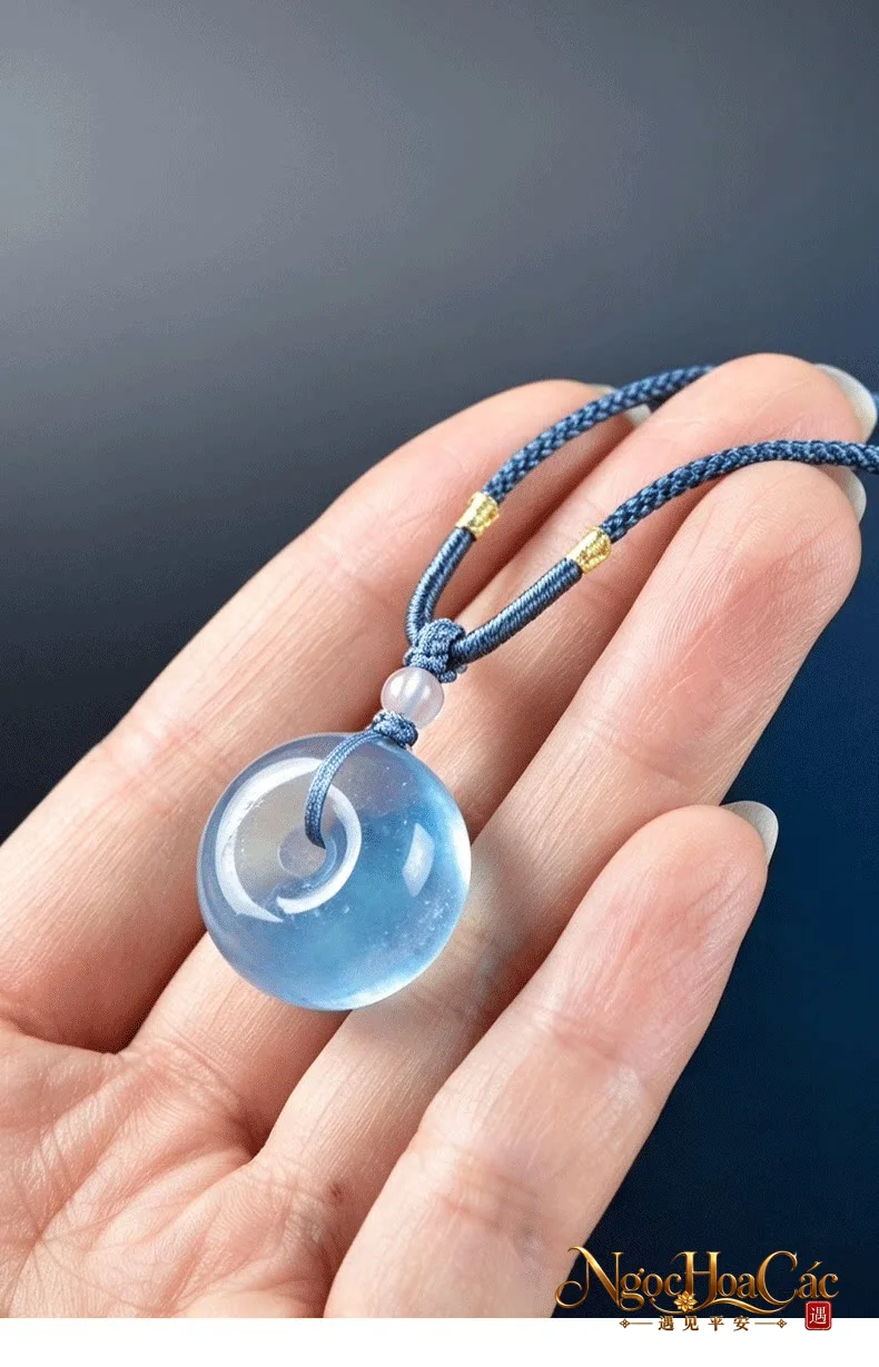 Mặt dây Aquamarine khấu bình an Đông Hải