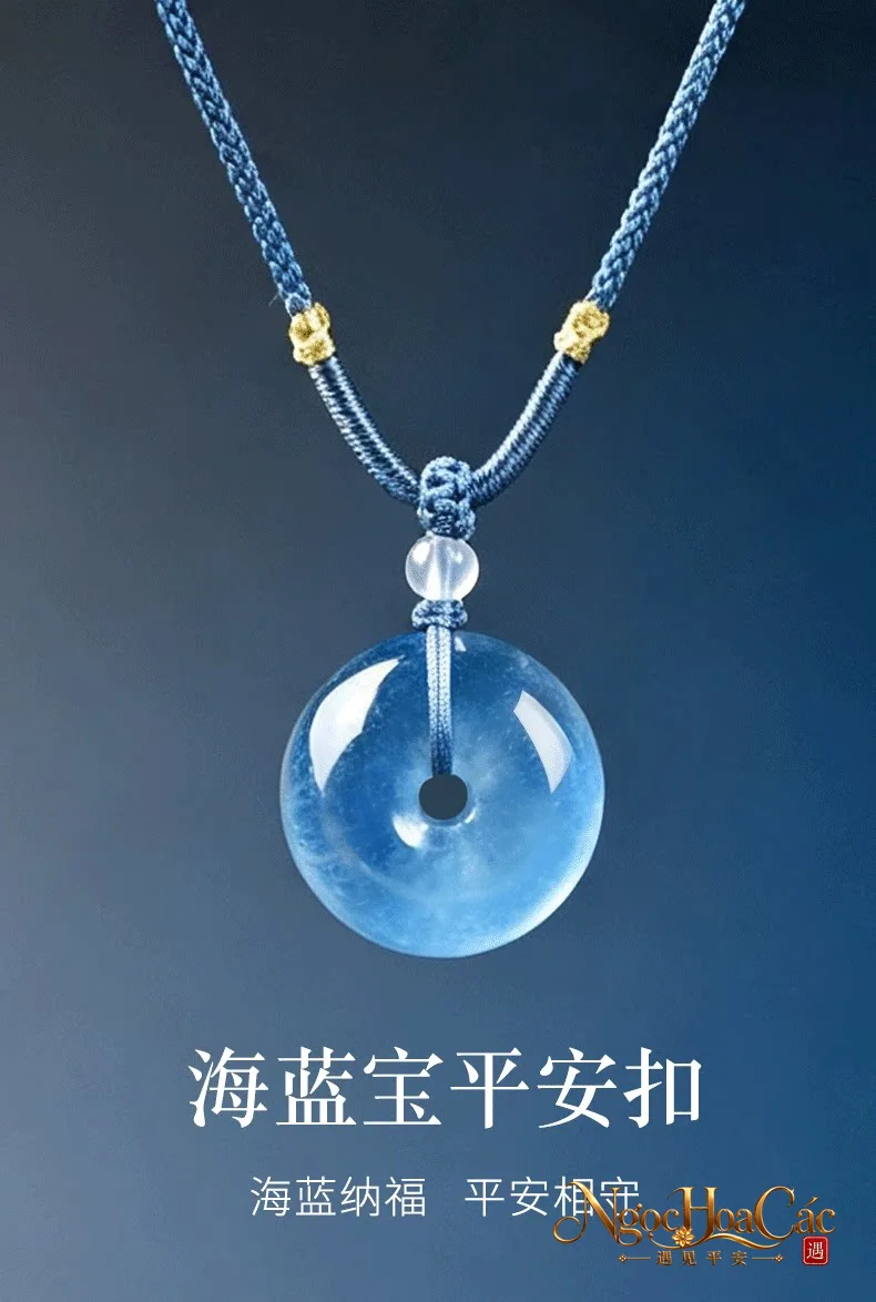Mặt dây Aquamarine khấu bình an Đông Hải