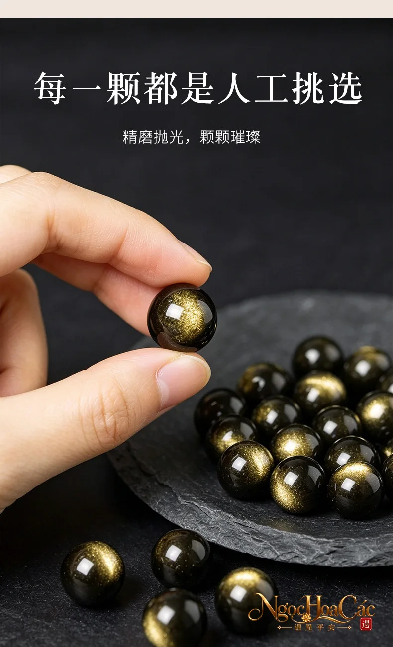 Vòng tay obsidian mắt kim Đông Hải
