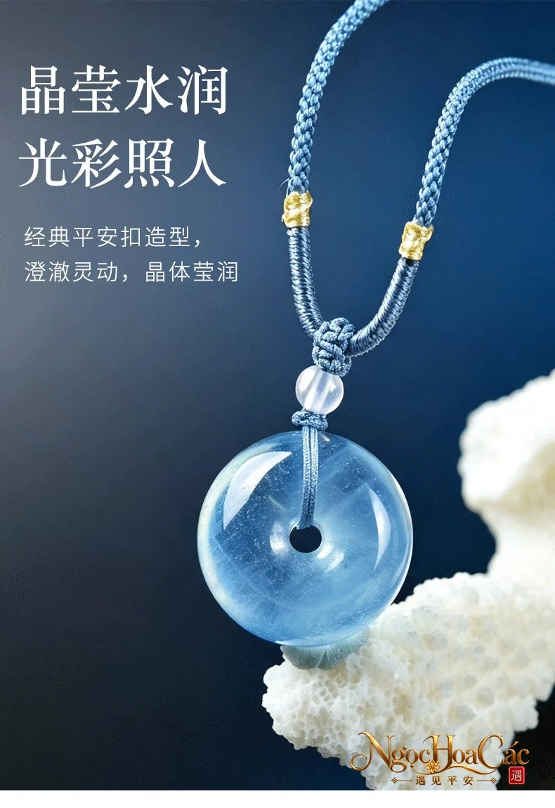 Mặt dây Aquamarine khấu bình an Đông Hải