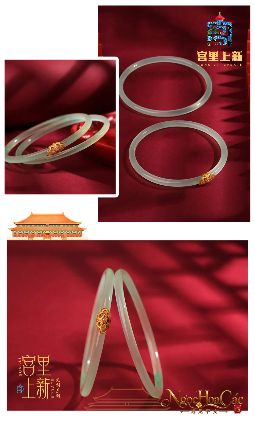 Cặp vòng kiềng ngọc tủy Đinh Đang nhiều màu Cung Lý